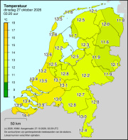 Weerkaart KNMI Temperatuur