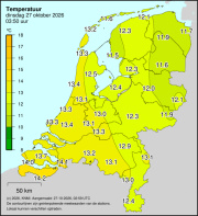 Weerkaart KNMI Temperatuur