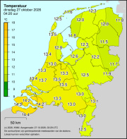 Weerkaart KNMI Temperatuur