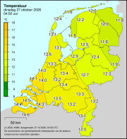 Weerkaart KNMI Temperatuur