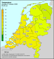 Weerkaart KNMI Temperatuur