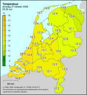 Weerkaart KNMI Temperatuur