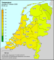 Weerkaart KNMI Temperatuur