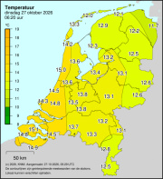 Weerkaart KNMI Temperatuur