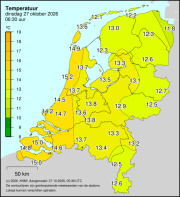 Weerkaart KNMI Temperatuur