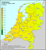 Weerkaart KNMI Temperatuur