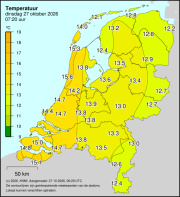 Weerkaart KNMI Temperatuur
