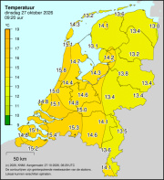 Weerkaart KNMI Temperatuur