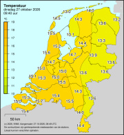 Weerkaart KNMI Temperatuur