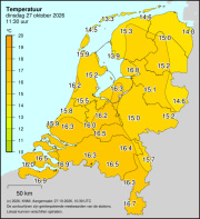 Weerkaart KNMI Temperatuur