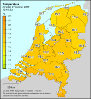 Weerkaart KNMI Temperatuur