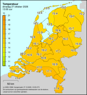 Weerkaart KNMI Temperatuur