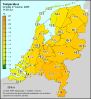Weerkaart KNMI Temperatuur