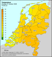Weerkaart KNMI Temperatuur