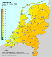Weerkaart KNMI Temperatuur