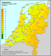 Weerkaart KNMI Temperatuur