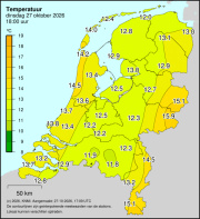 Weerkaart KNMI Temperatuur
