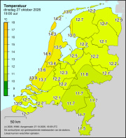 Weerkaart KNMI Temperatuur