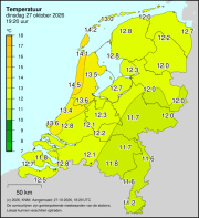 Weerkaart KNMI Temperatuur