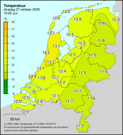 Weerkaart KNMI Temperatuur