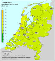 Weerkaart KNMI Temperatuur