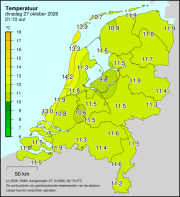 Weerkaart KNMI Temperatuur