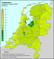 Weerkaart KNMI Temperatuur