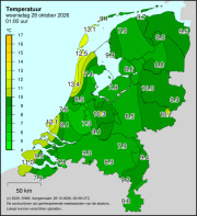 Weerkaart KNMI Temperatuur