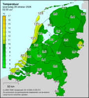Weerkaart KNMI Temperatuur
