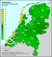 Weerkaart KNMI Temperatuur