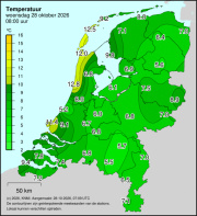 Weerkaart KNMI Temperatuur