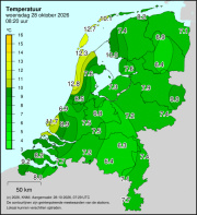 Weerkaart KNMI Temperatuur