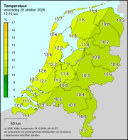 Weerkaart KNMI Temperatuur