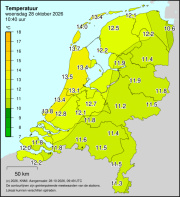 Weerkaart KNMI Temperatuur