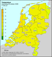 Weerkaart KNMI Temperatuur