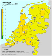 Weerkaart KNMI Temperatuur