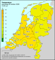 Weerkaart KNMI Temperatuur