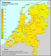 Weerkaart KNMI Temperatuur