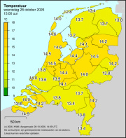 Weerkaart KNMI Temperatuur