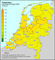 Weerkaart KNMI Temperatuur