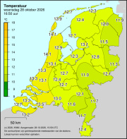 Weerkaart KNMI Temperatuur