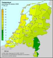 Weerkaart KNMI Temperatuur