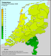 Weerkaart KNMI Temperatuur