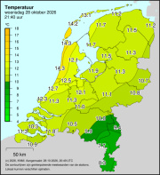 Weerkaart KNMI Temperatuur