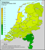 Weerkaart KNMI Temperatuur