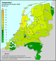 Weerkaart KNMI Temperatuur