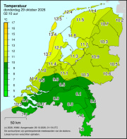 Weerkaart KNMI Temperatuur