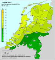 Weerkaart KNMI Temperatuur