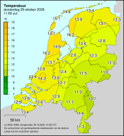 Weerkaart KNMI Temperatuur