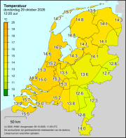 Weerkaart KNMI Temperatuur